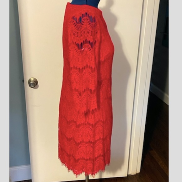 Women's Red Cocktail Lace Shift Dress Size 14 - Picture 3 of 4